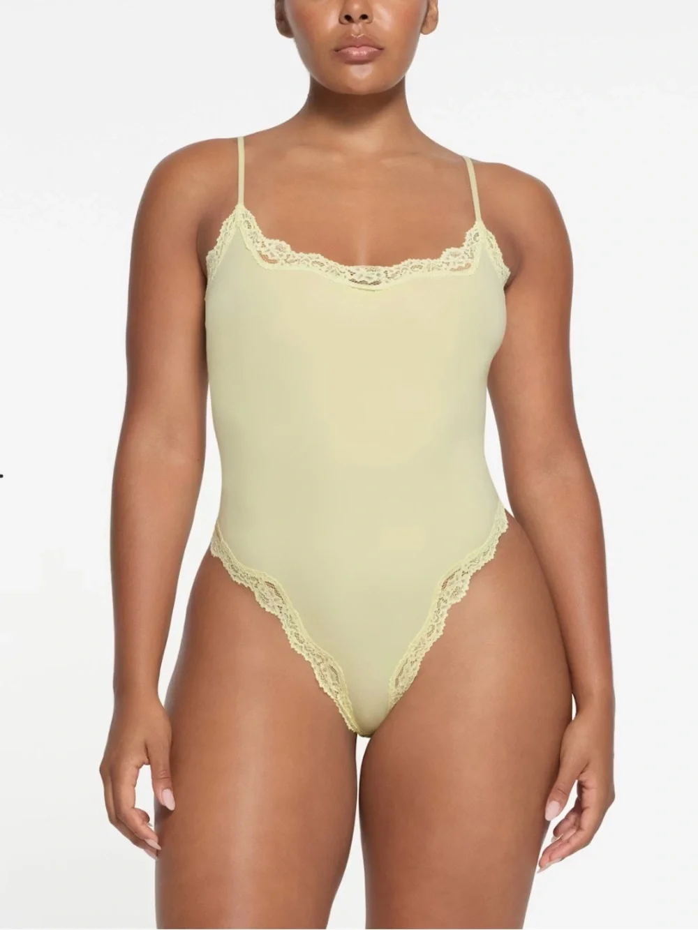 SKIMS Fits Everybody Lace Cami Bodysuit in Sage Multi. Size Small.